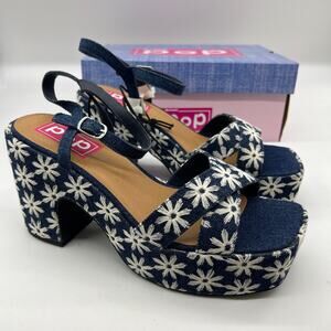 Pop Womens Grandiose Heeled Sandals Blue White Size 9.5M